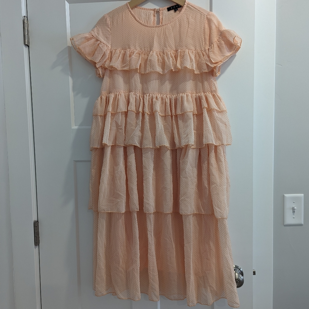 Piper and Scoot Peach Colored Ruffled Dress